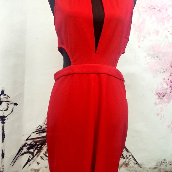 Nasty Gal Red Cut out Midi Dress - Picture 4 of 6